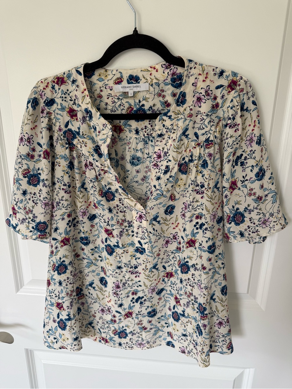 Gerard Darel Floral Sheer Blouse